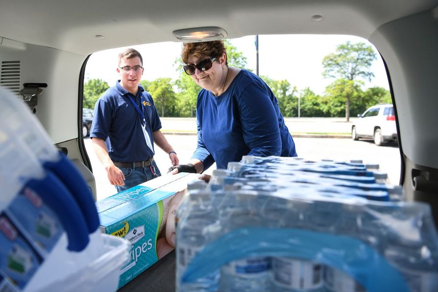 The Dollars for Disaster relief effort from WVU’s Center for Community Engagement serves as a hub for WVU-related relief efforts in the aftermath of disasters, including supply drives like this one.