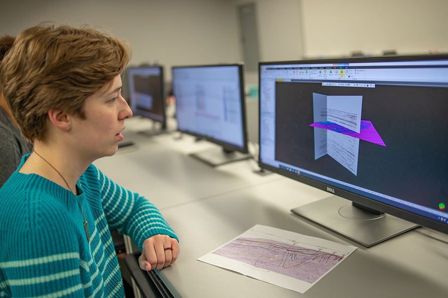WVU graduate student Emily Jackson uses the Schlumberger Petrel E&P software platform in classes and to prepare for the Imperial Barrel Award Competition, which has been postponed due to COVID-19.
