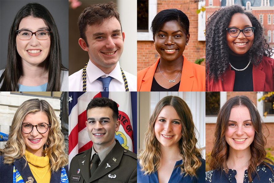 This year's eight recipients of the Order of Augusta, the most prestigious West Virginia University student award, are among the 52 students named WVU Foundation Outstanding Seniors. 