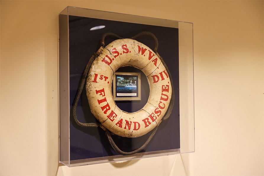 The West Virginia and Regional History Center at WVU Libraries is home to a historic life preserver from the USS West Virginia thanks to a generous donation from the Kendrick family. 