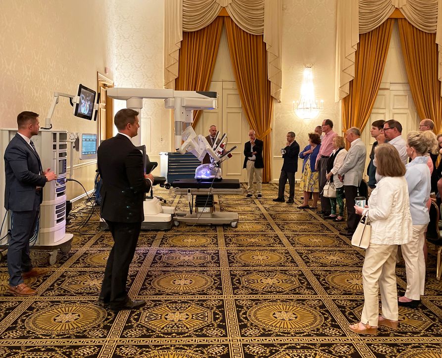 WVU Cancer Institute clinicians brought robotic equipment to The Greenbrier to educate Spring Gala attendees about minimally invasive treatment capabilities for cancer.