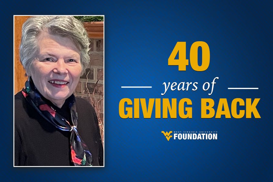 Photo of Janet Shaffron with the text: 40 Years of Giving Back
