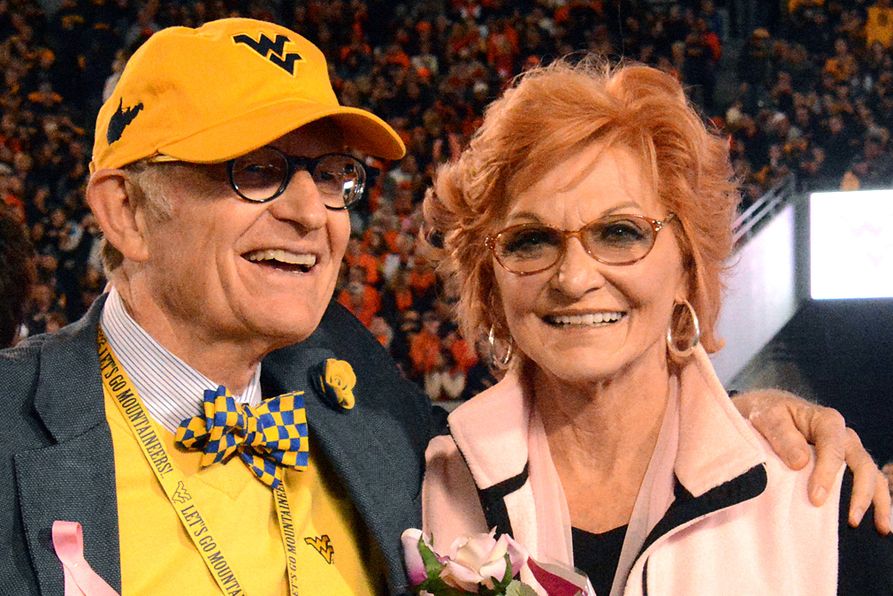 The late Betty Puskar is pictured with WVU President Gordon Gee.