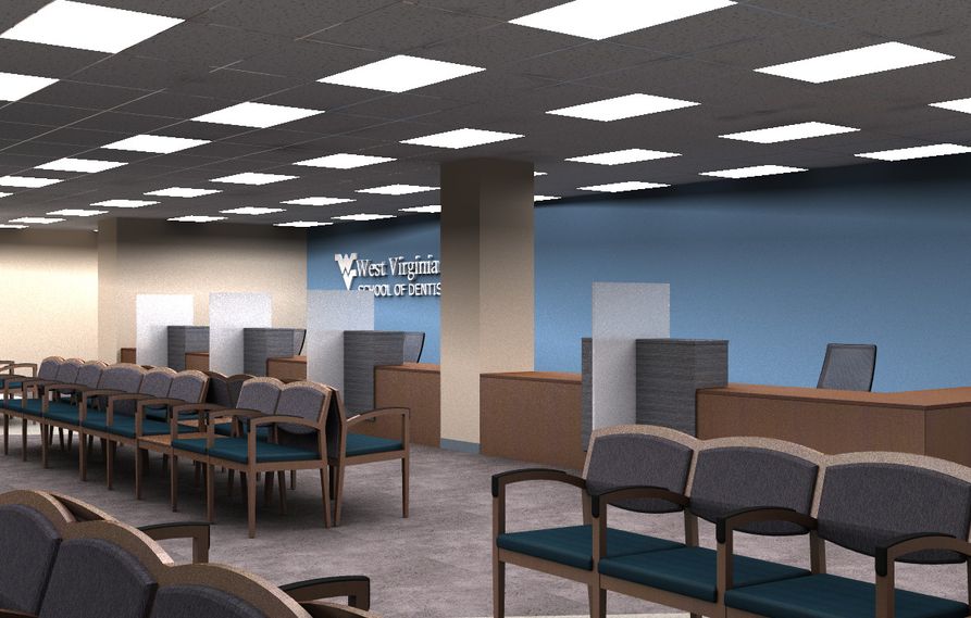 An artist’s rendering of the new Urgent Care Clinic waiting area following renovations.